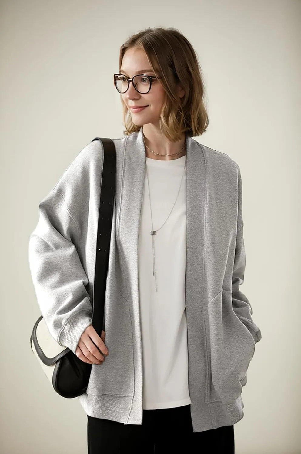 2025 Spring Streetwear Oversized Loose Lightweight Open Front Cardigan Sweaters for Women no Zip Up Casual Hoodies Sweatshirt