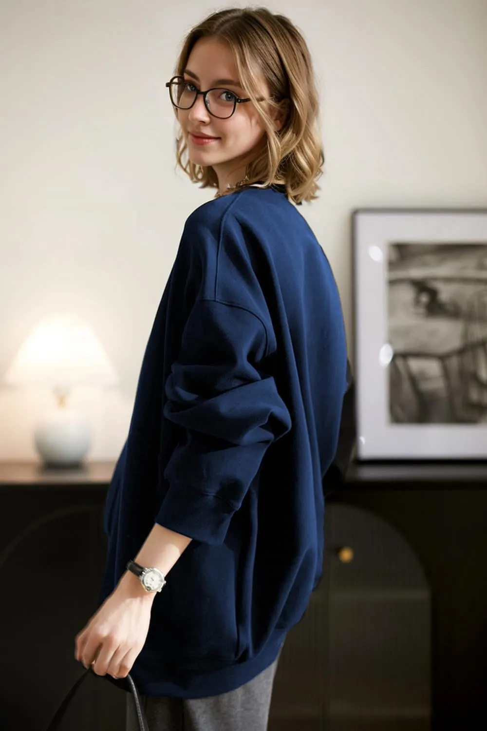 2025 Spring Streetwear Oversized Loose Lightweight Open Front Cardigan Sweaters for Women no Zip Up Casual Hoodies Sweatshirt