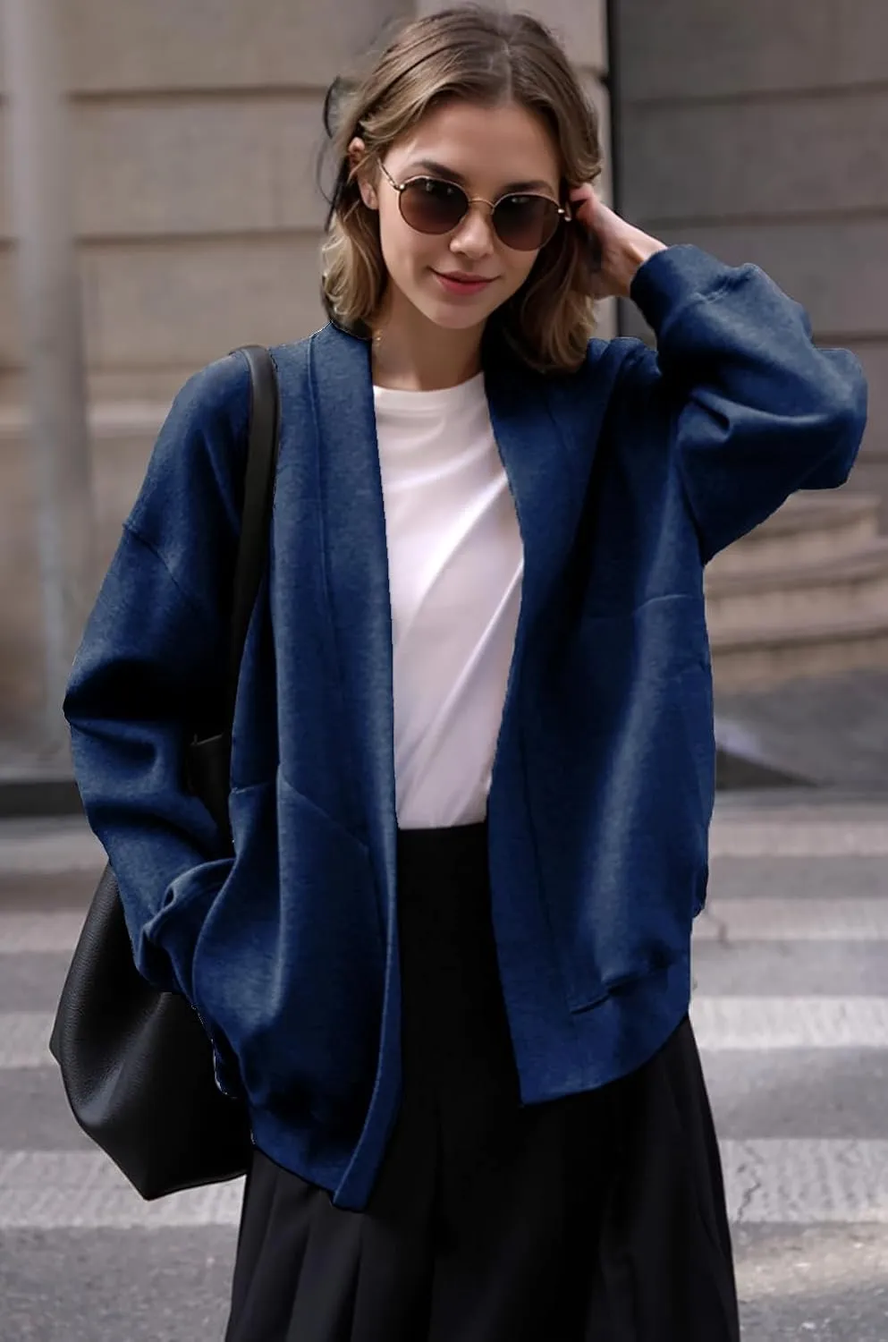2025 Spring Streetwear Oversized Loose Lightweight Open Front Cardigan Sweaters for Women no Zip Up Casual Hoodies Sweatshirt