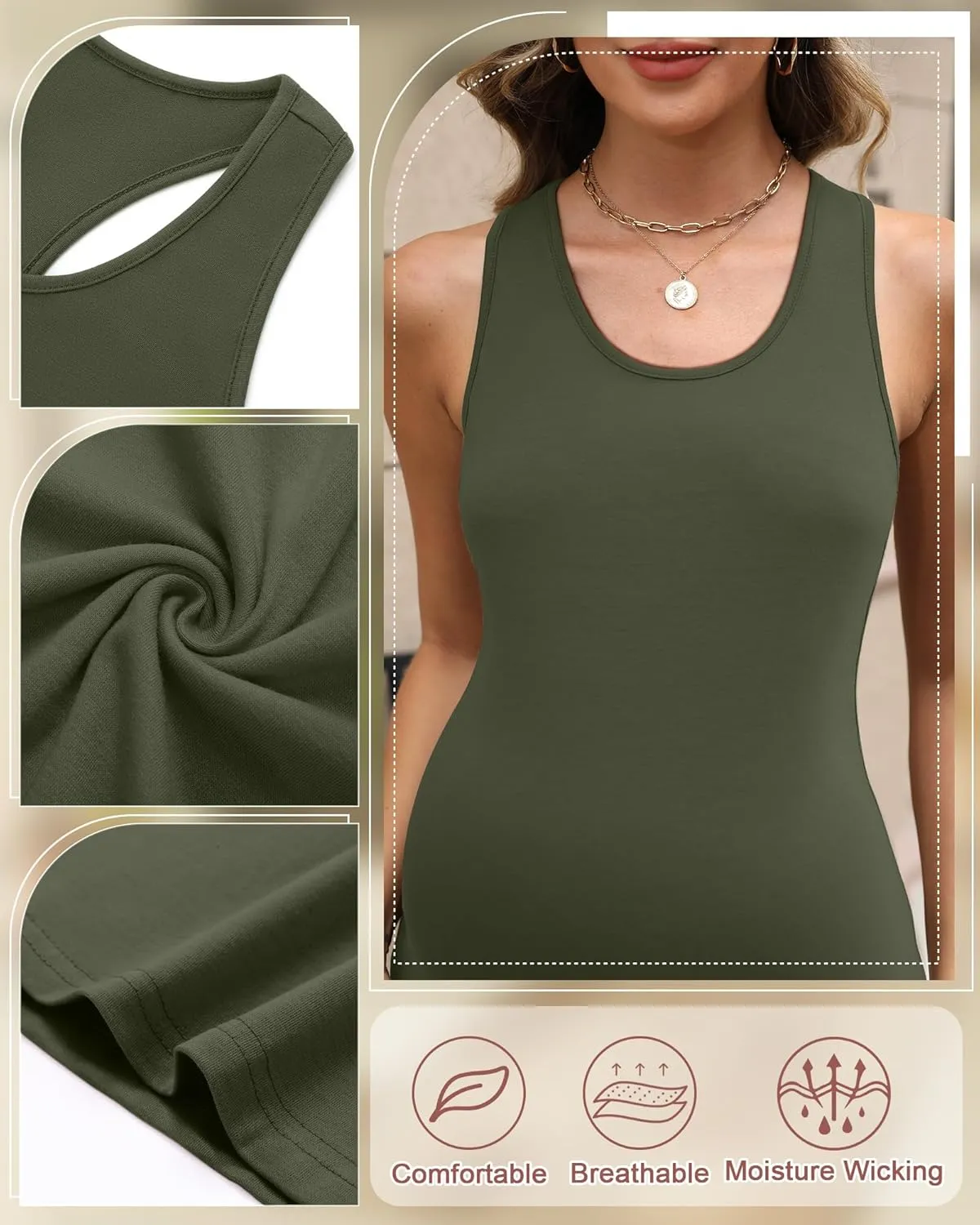 3 Pack Maternity Tank Tops Pregnancy Sleeveless Yoga Workout Cotton Shirts Scoop Neck Racer Back Athletic Tees