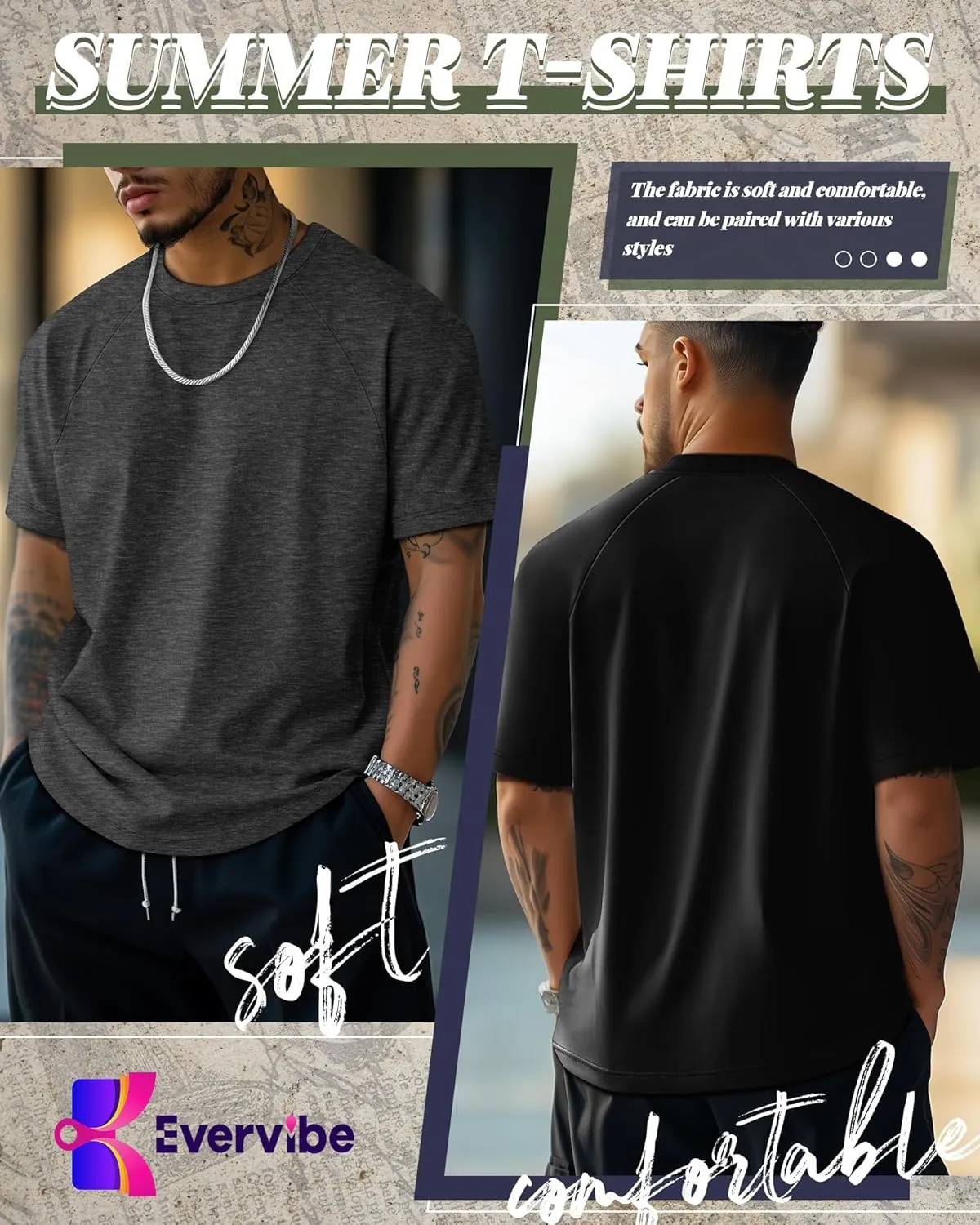 5 Pack Men's Big & Tall Cotton T-Shirts, Short Sleeve Crew Neck Shirts Moisture Wicking Classic Tees Bulk Multipack