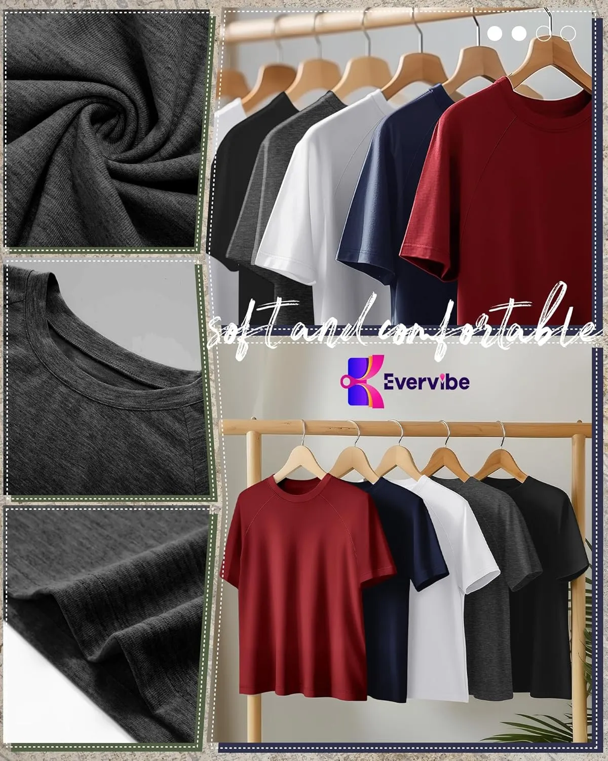 5 Pack Men's Big & Tall Cotton T-Shirts, Short Sleeve Crew Neck Shirts Moisture Wicking Classic Tees Bulk Multipack