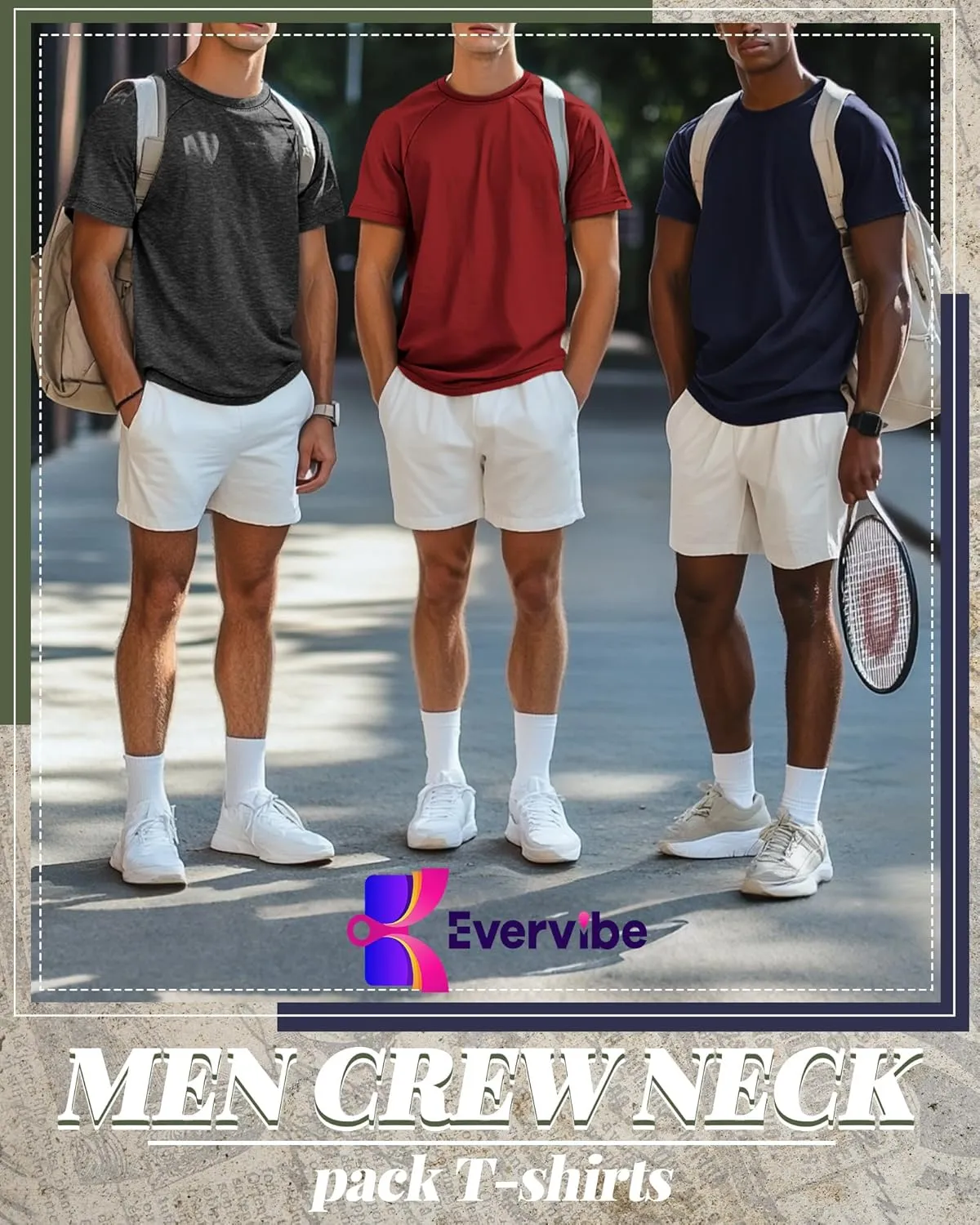 5 Pack Men's Big & Tall Cotton T-Shirts, Short Sleeve Crew Neck Shirts Moisture Wicking Classic Tees Bulk Multipack