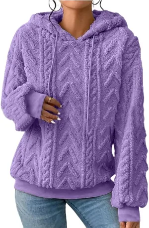 Akivide Womens Oversized Fuzzy Fleece Hoodies Fall Winter Warm Loose Sherpa Long Sleeve Drawstring Pullover Sweatshirt Outfit