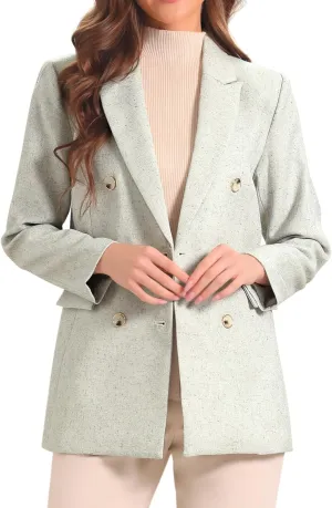 Allegra K Casual Work Blazer for Women's Notched Lapel Double-Breasted Blazer Suits Business Blazers Jackets