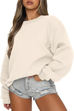 ANRABESS Women's Sweatshirts Crewneck Fleece Oversized Pullover Hoodies Cute Shirts Tops Teen Girls Preppy Clothes 2025