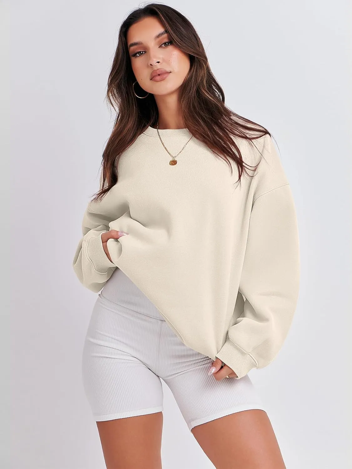 ANRABESS Women's Sweatshirts Crewneck Fleece Oversized Pullover Hoodies Cute Shirts Tops Teen Girls Preppy Clothes 2025