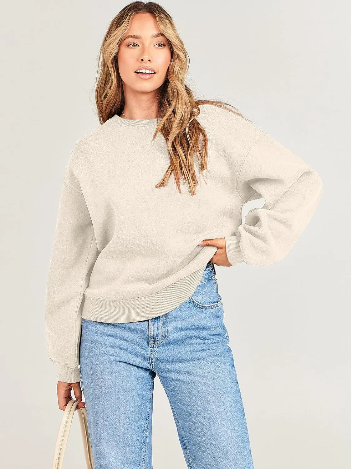ANRABESS Women's Sweatshirts Crewneck Fleece Oversized Pullover Hoodies Cute Shirts Tops Teen Girls Preppy Clothes 2025