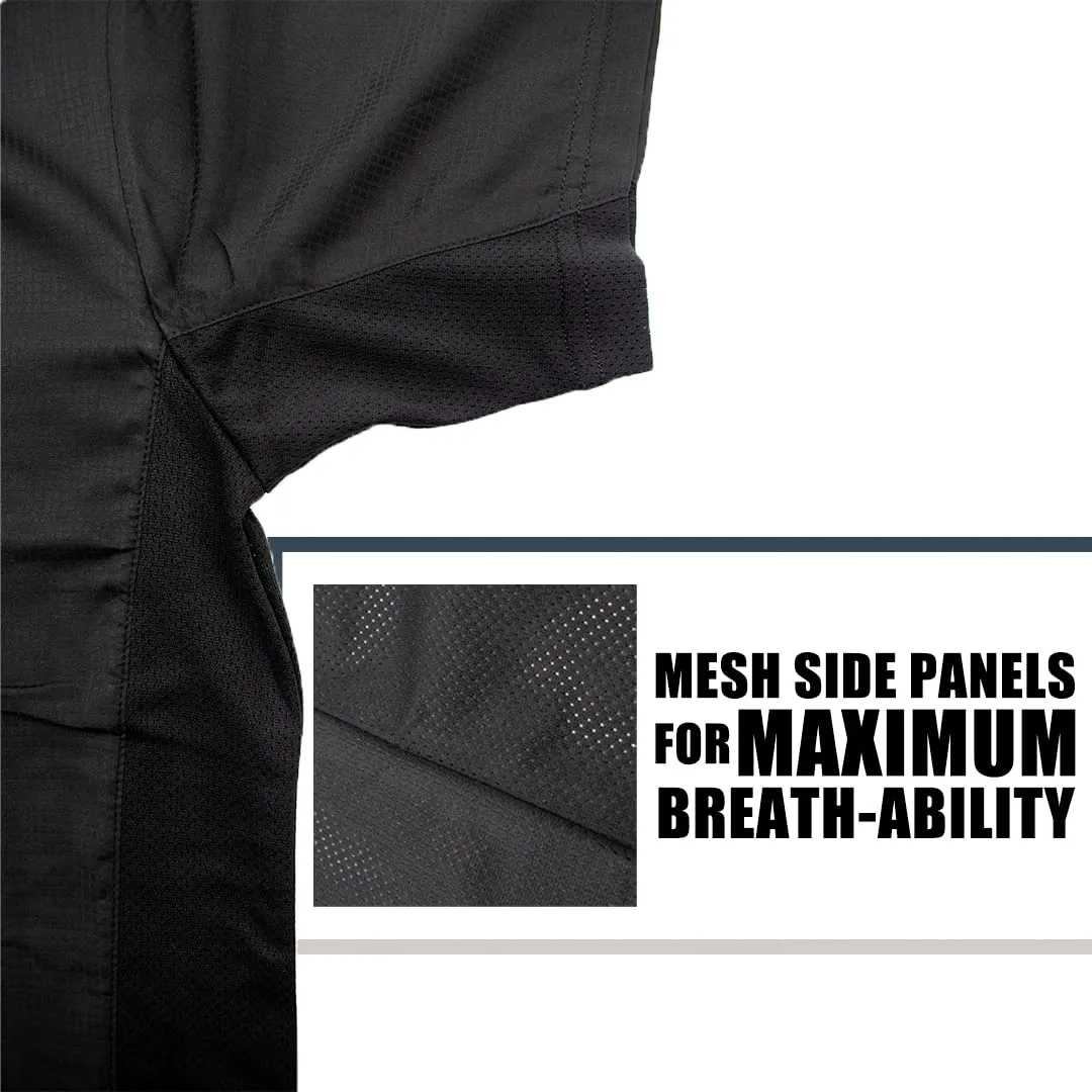 Barber Strong Barber Jacket, Men's Black, Hair Repellent, Lightweight and Breathable Vented Side Panels, Features Easy Hair Removal and 2-Way Zipper Closure, 2X, Great for Pet Grooming