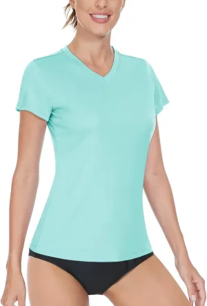 Boladeci Women's Short Sleeve V Neck Sun Shirts UPF 50 UV Protection Quick Dry Tees Workout Summer Tops