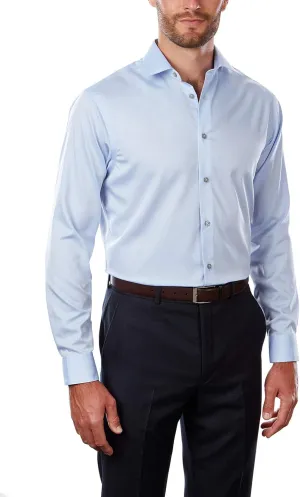 Calvin Klein Men's Regular Fit Non Iron Herringbone Solid, Blue, 14.5/32-33