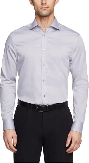 Calvin Klein Men's Regular Fit Non Iron Herringbone Solid, Smoke, 17.5/34-35