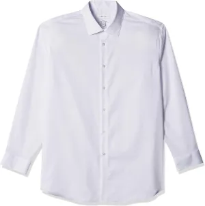 Calvin Klein Men's Regular Fit Non Iron Herringbone Solid, White, 17.5/32-33