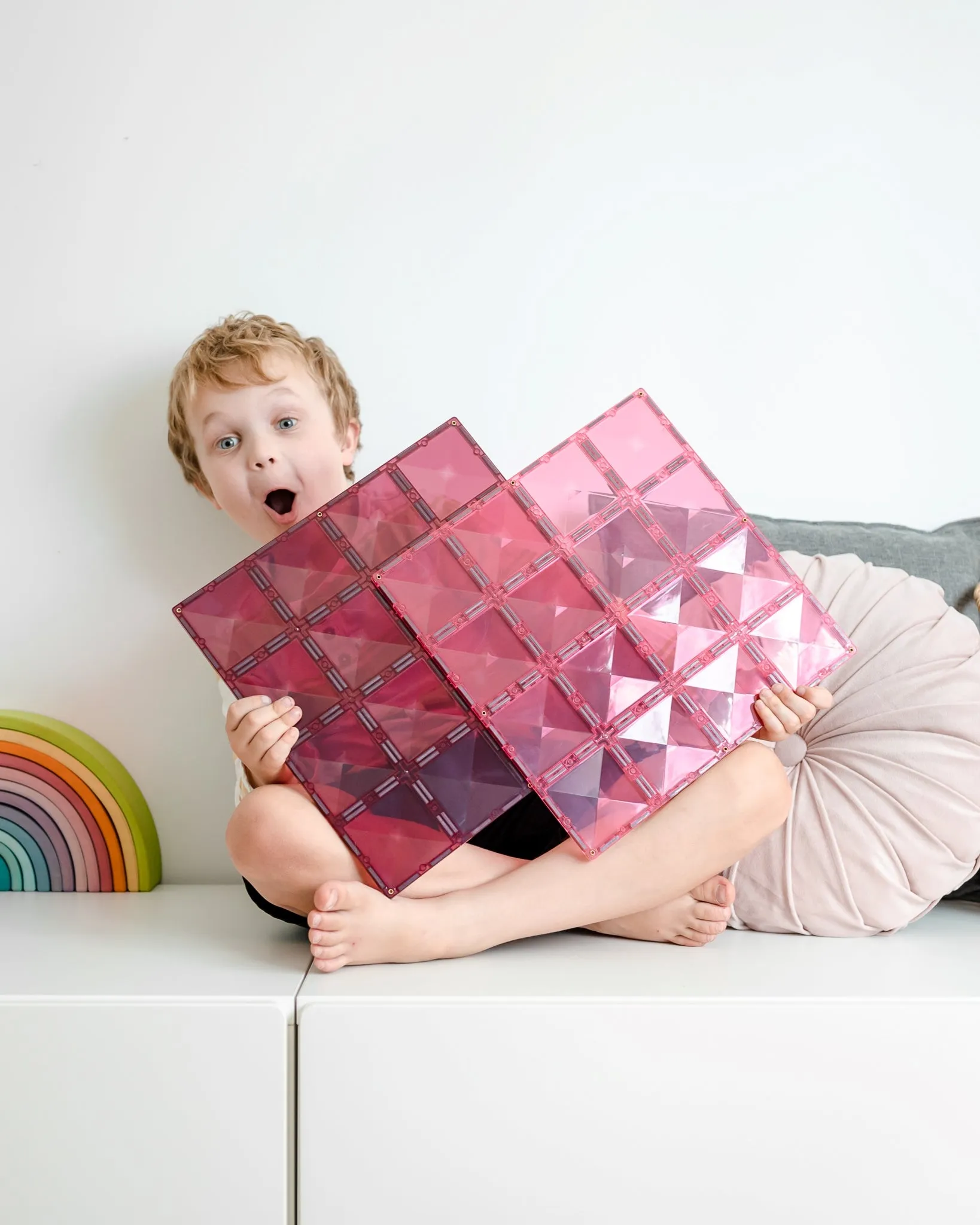 Connetix Tiles PASTEL 2 Piece Base Plate Pack - Pink & Berry