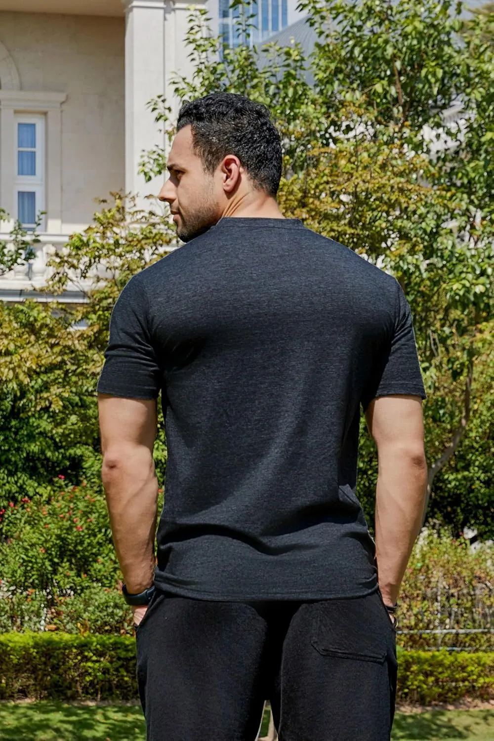 Cotton Blend Tshirts V-Neck Short Sleeve for Men Undershirt V Neck,Quick-Dry Gym Workout Breathable T-Shirt