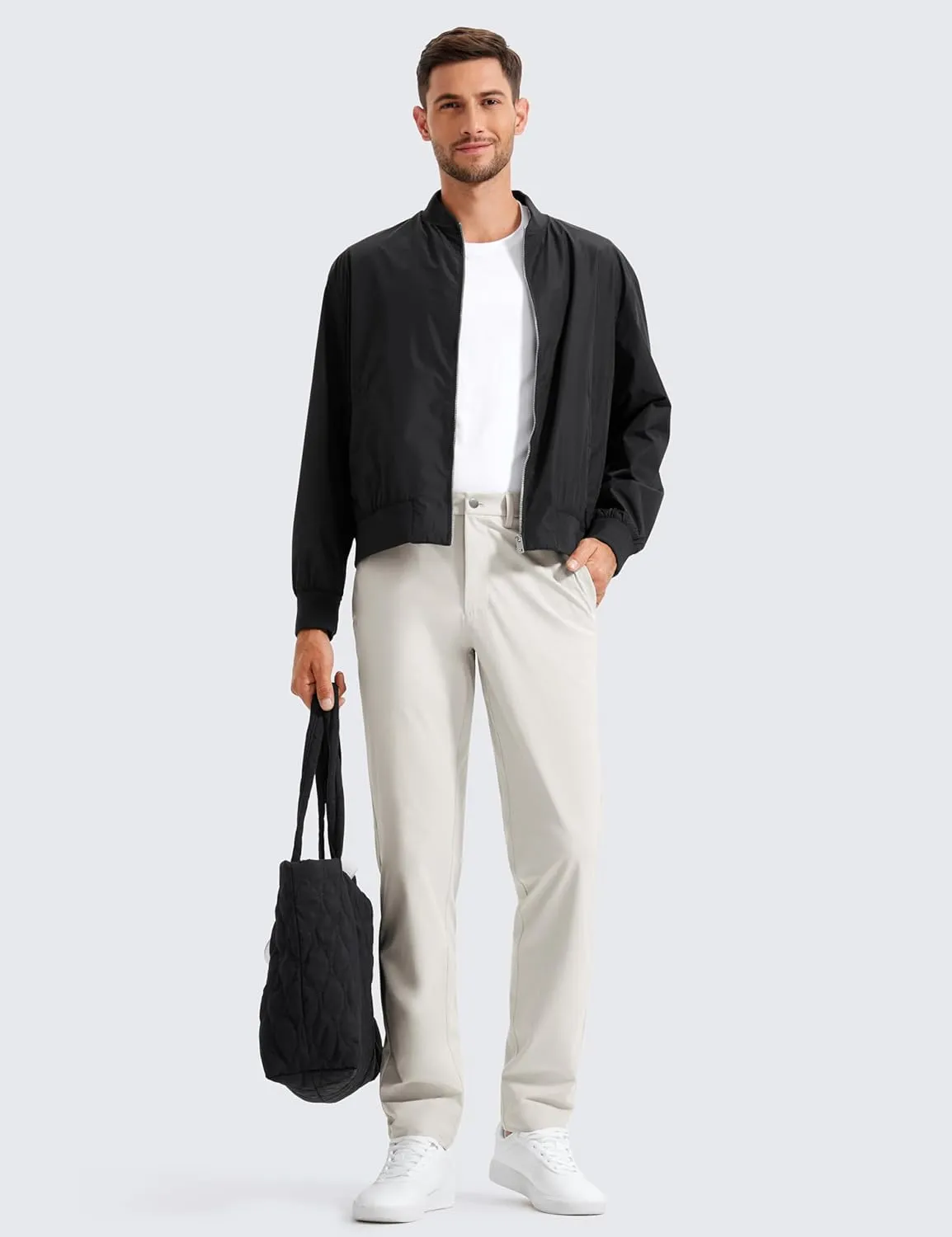 CRZ YOGA Men's All Day Comfy Golf Pants - 30"/32"/34" Quick Dry Lightweight Work Casual Trousers with Pockets