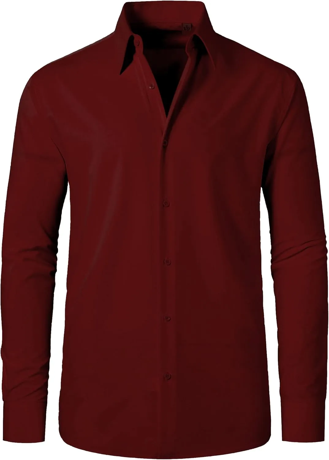 FAHIZO Men's Dress Shirt Regular Fit Soild Business Formal Long Sleeve Button Up Stretch Shirts