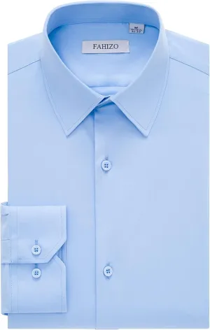 FAHIZO Men's Dress Shirt Regular Fit Soild Business Formal Long Sleeve Button Up Stretch Shirts