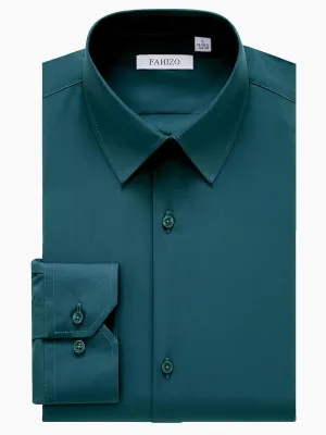 FAHIZO Men's Dress Shirt Regular Fit Soild Business Formal Long Sleeve Button Up Stretch Shirts