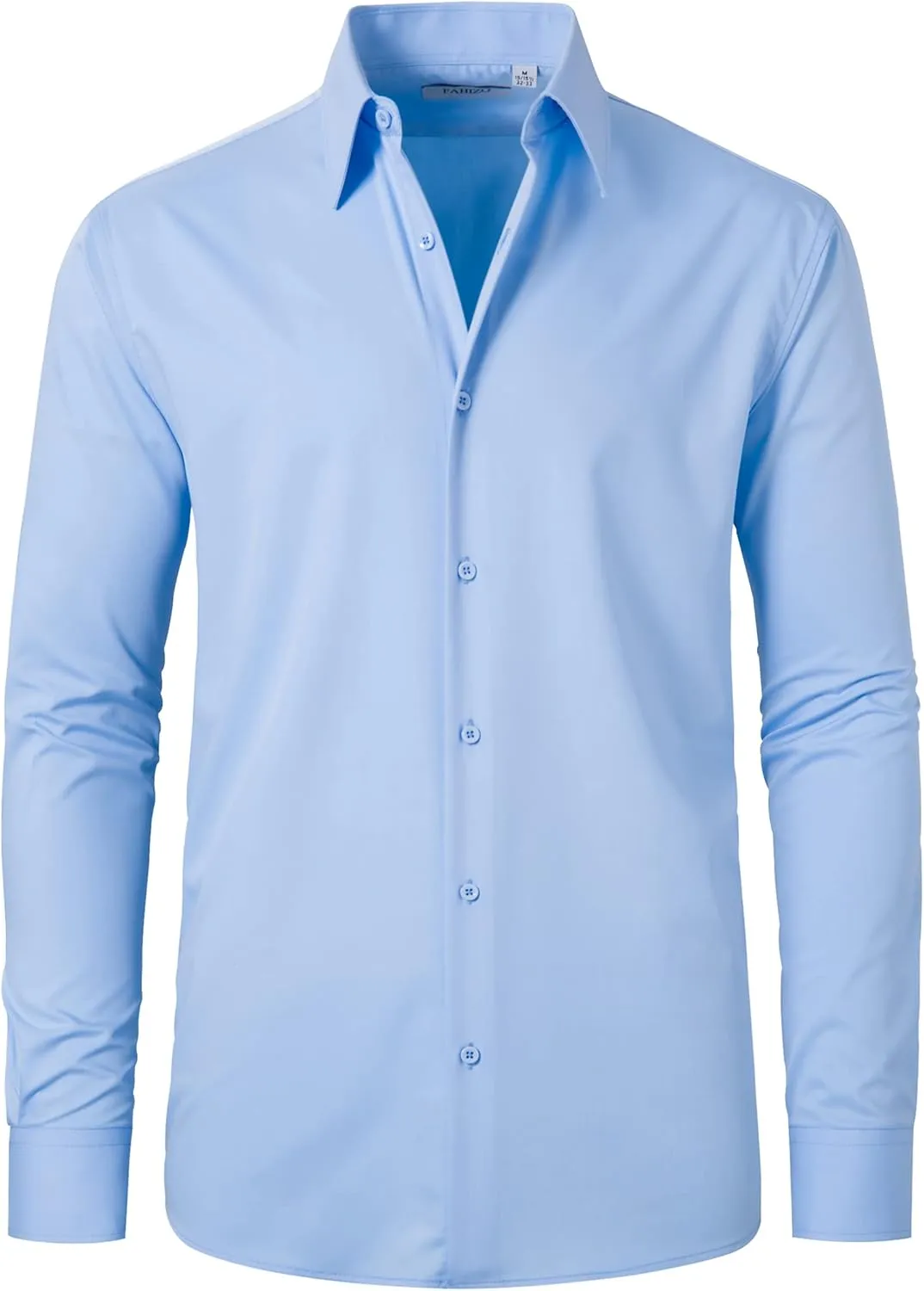 FAHIZO Men's Dress Shirt Regular Fit Soild Business Formal Long Sleeve Button Up Stretch Shirts