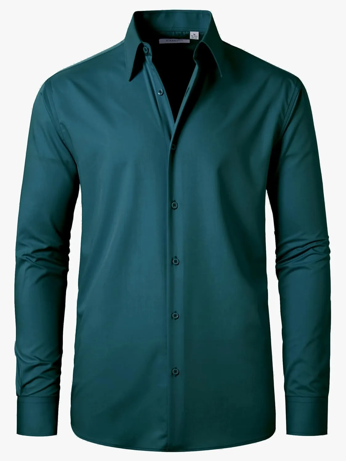 FAHIZO Men's Dress Shirt Regular Fit Soild Business Formal Long Sleeve Button Up Stretch Shirts