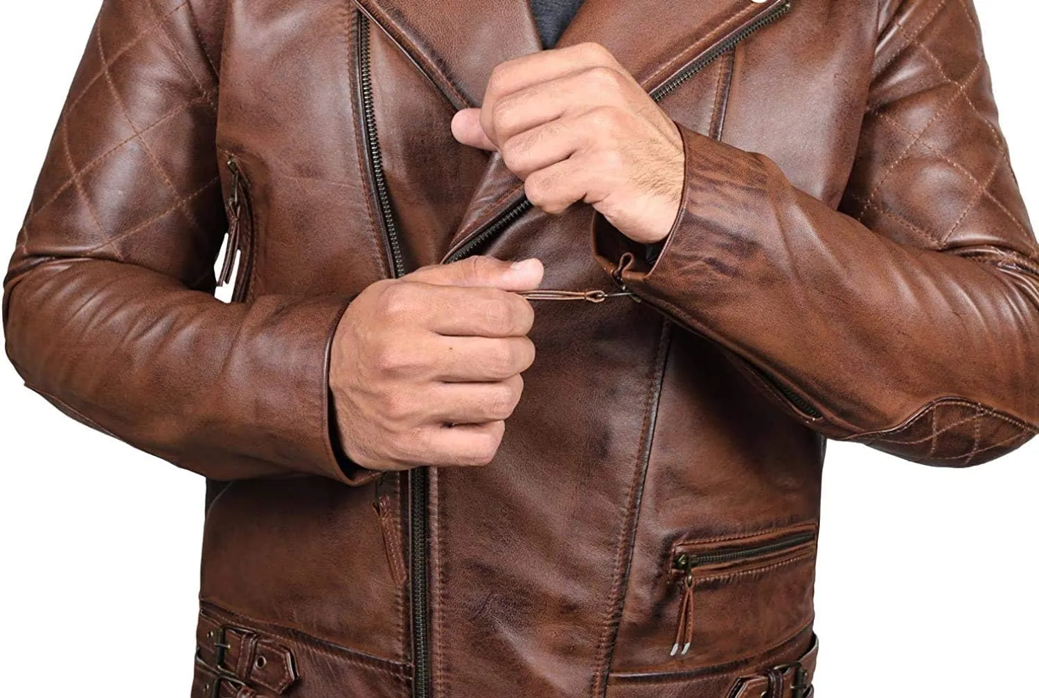 fjackets Asymmetrical Style Men's Leather Jacket - Genuine Lambskin Leather Jackets Men