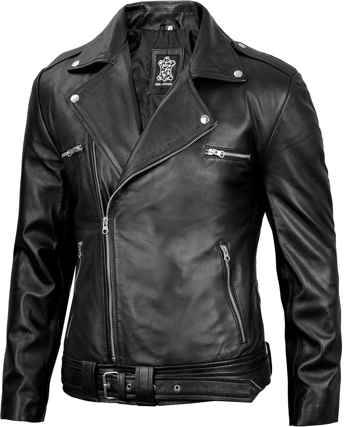fjackets Asymmetrical Style Men's Leather Jacket - Genuine Lambskin Leather Jackets Men