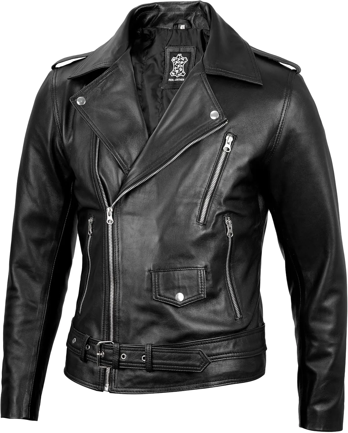 fjackets Asymmetrical Style Men's Leather Jacket - Genuine Lambskin Leather Jackets Men