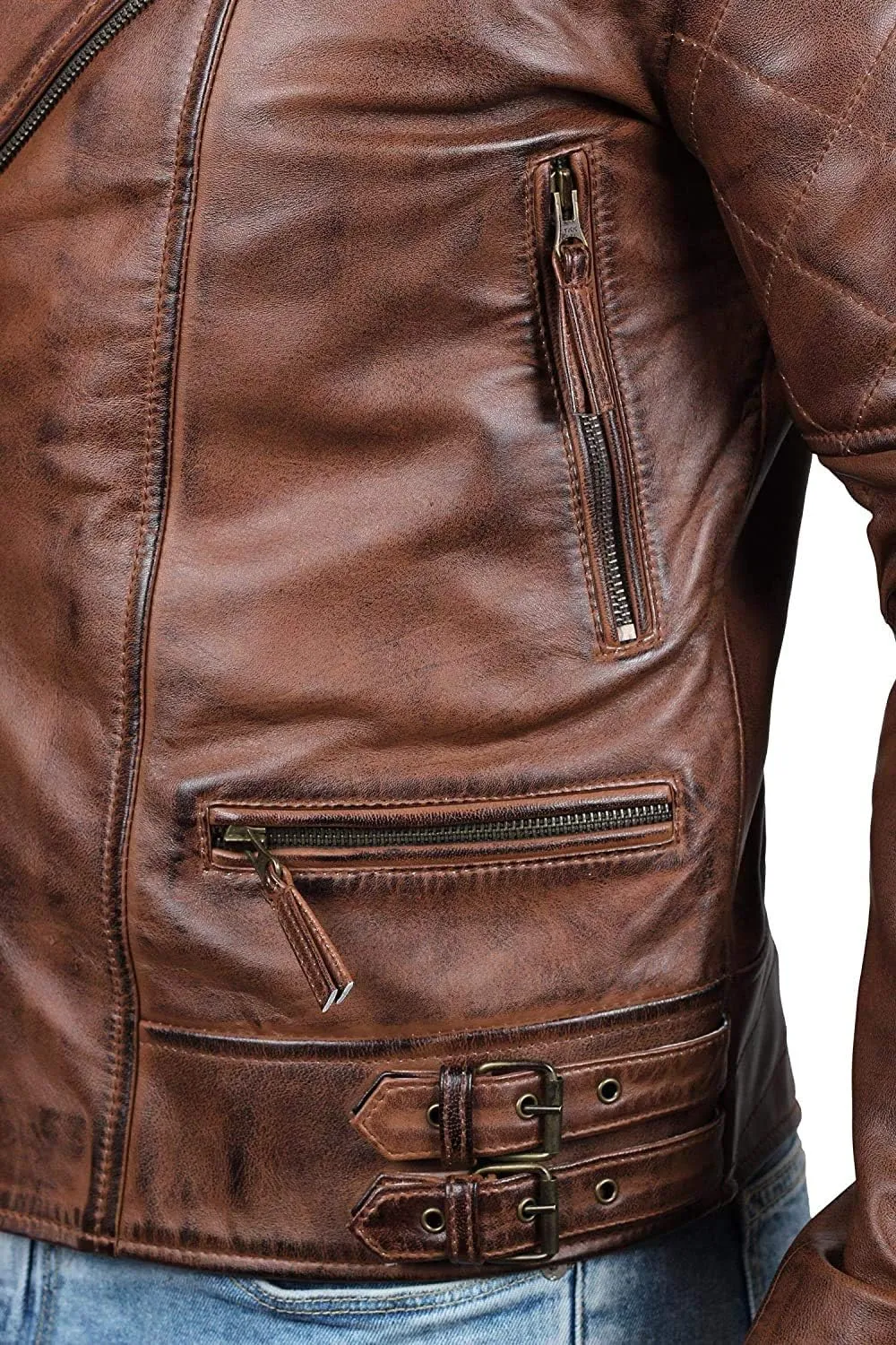 fjackets Asymmetrical Style Men's Leather Jacket - Genuine Lambskin Leather Jackets Men