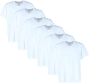 Fruit of the Loom 194422052744 Men Short Sleeve V-Neck T-Shirt White - 3XL - Pack of 6