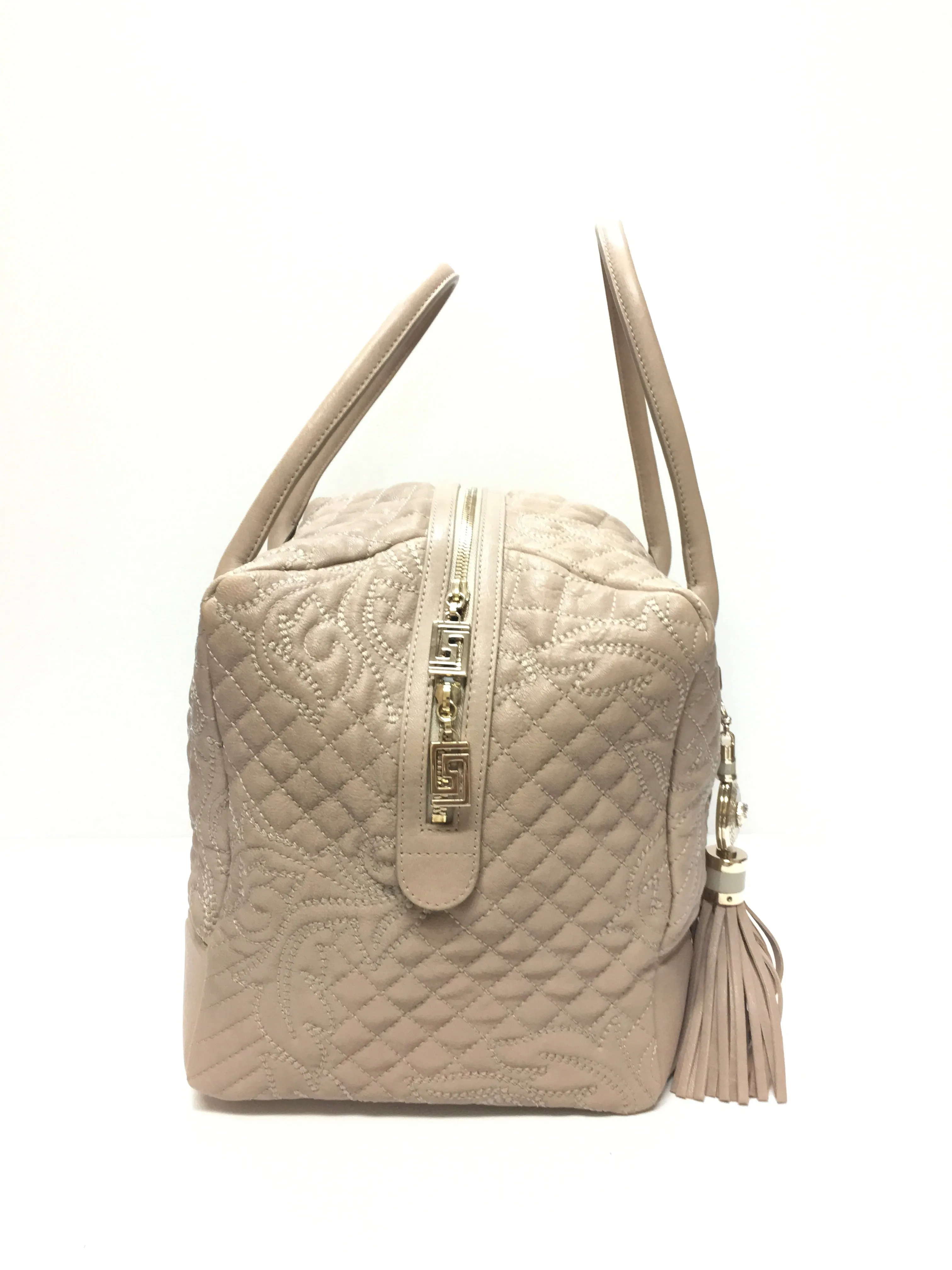 GIANNI VERSACE VANITAS NUDE QUILTED MEDUSA CHARM SATCHEL HANDBAG