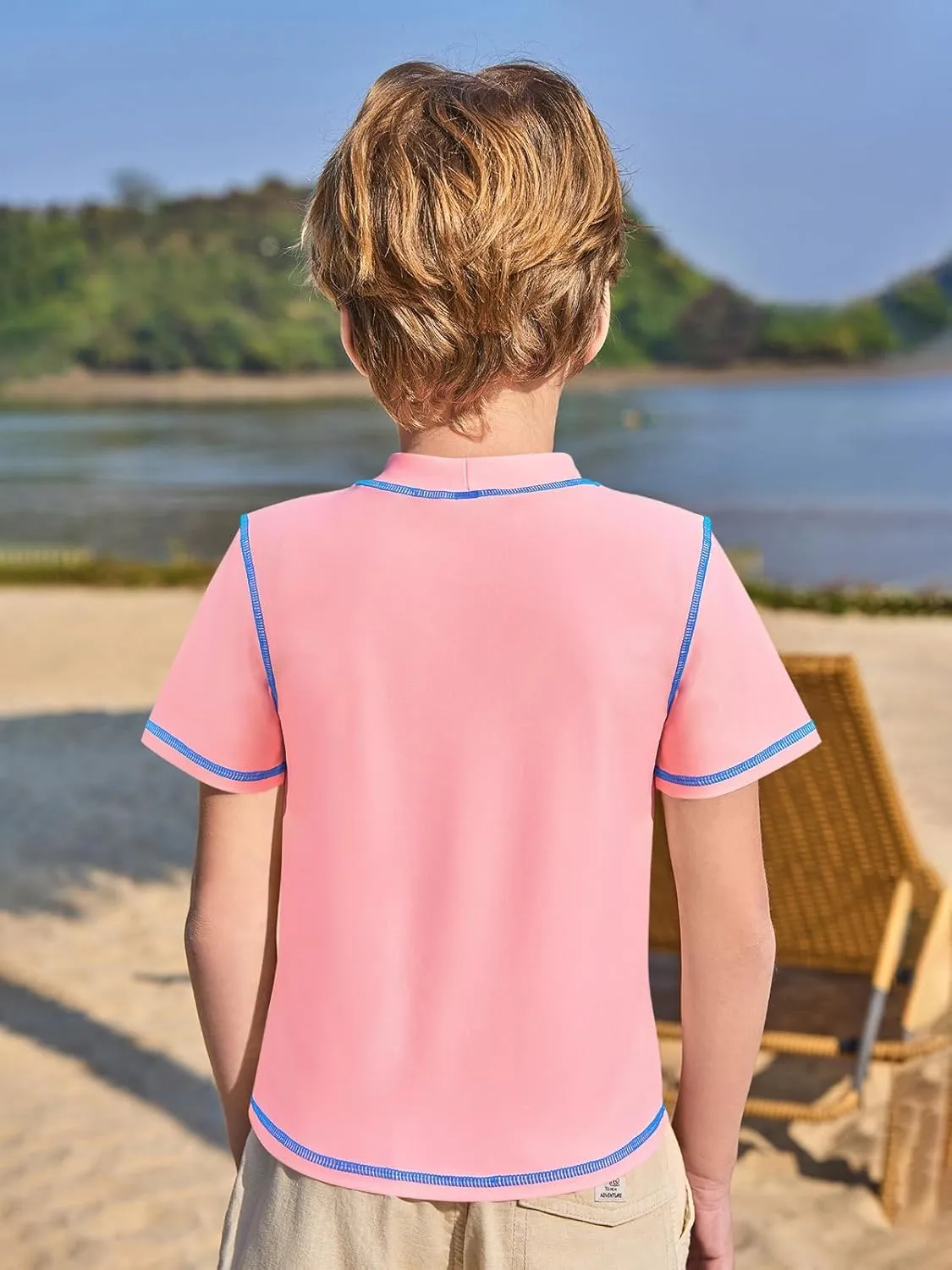 Haloumoning Boys Athletic Short Sleeve T-Shirts Kids Quick Dry Rash Guard Swim Shirt Tops Tees 5-14 Years