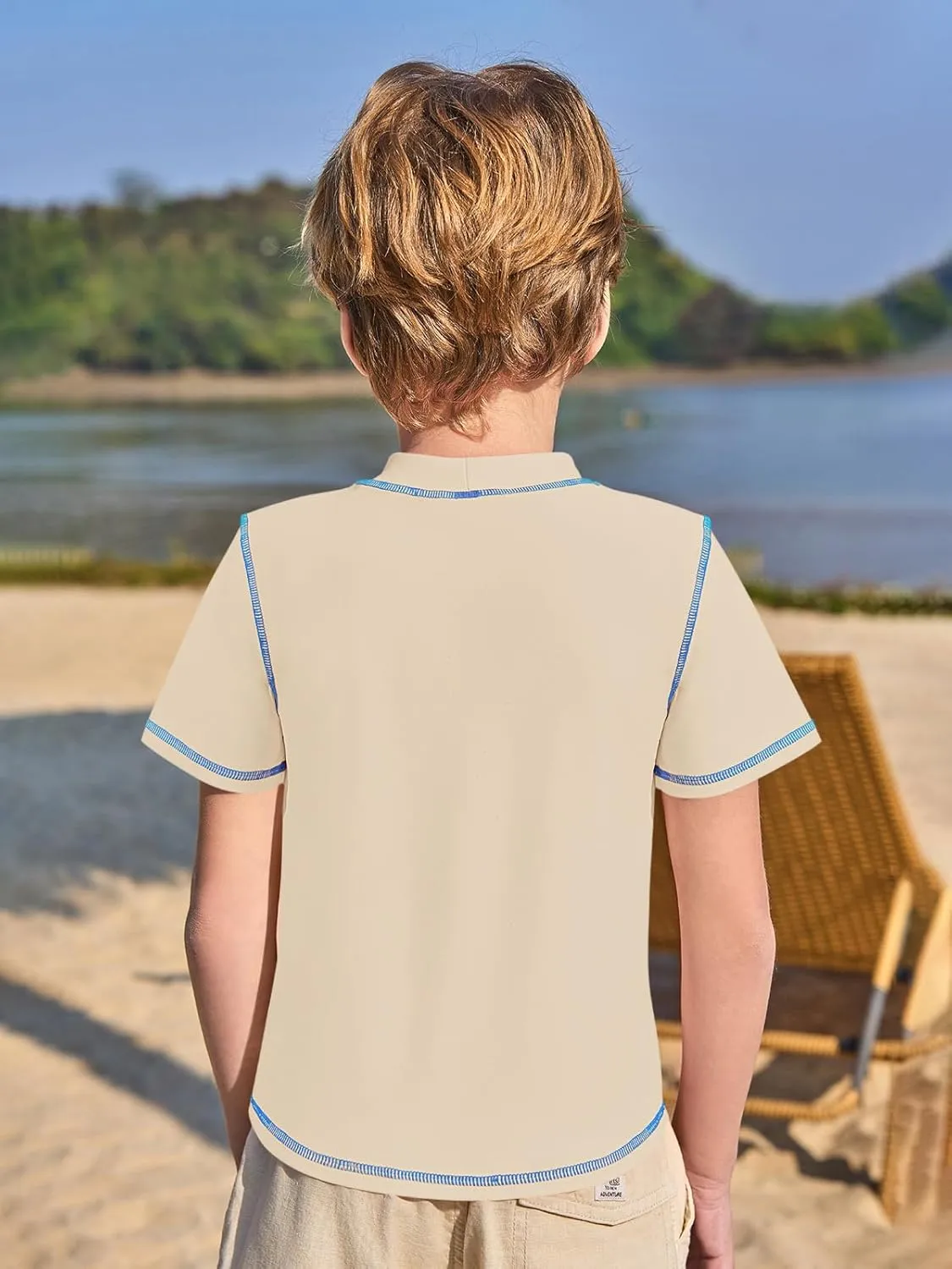 Haloumoning Boys Athletic Short Sleeve T-Shirts Kids Quick Dry Rash Guard Swim Shirt Tops Tees 5-14 Years