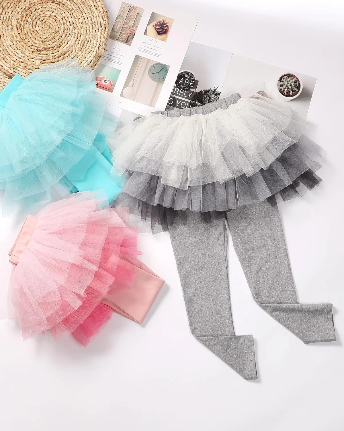 JOCMIC Toddler Girls Tutu Skirt Leggings Pant with Ruffle Kids Footless Culotte