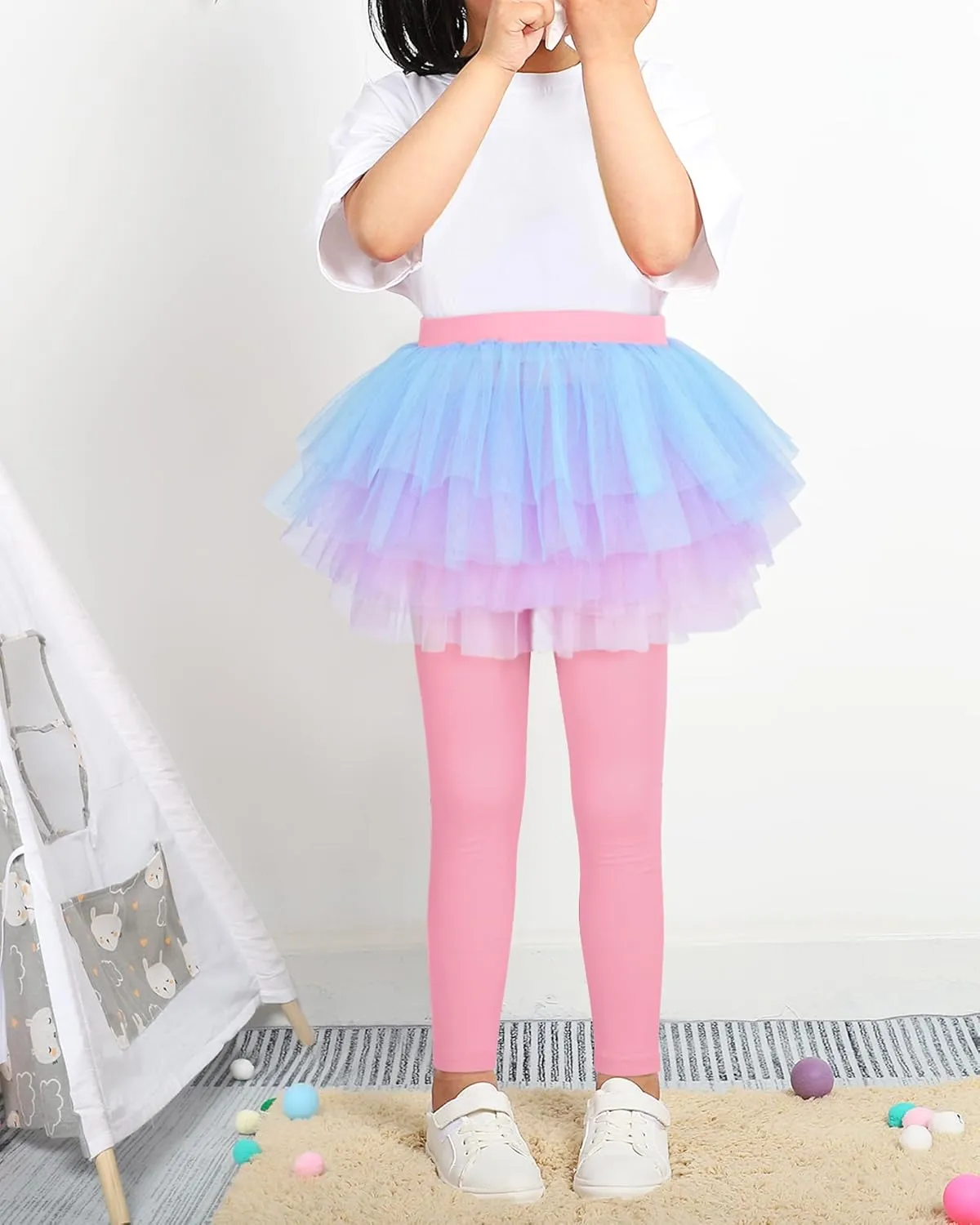 JOCMIC Toddler Girls Tutu Skirt Leggings Pant with Ruffle Kids Footless Culotte