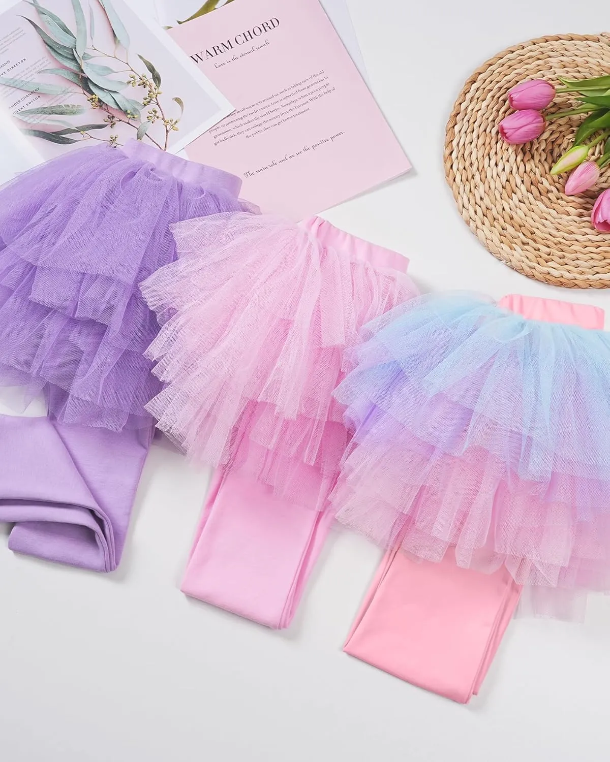 JOCMIC Toddler Girls Tutu Skirt Leggings Pant with Ruffle Kids Footless Culotte
