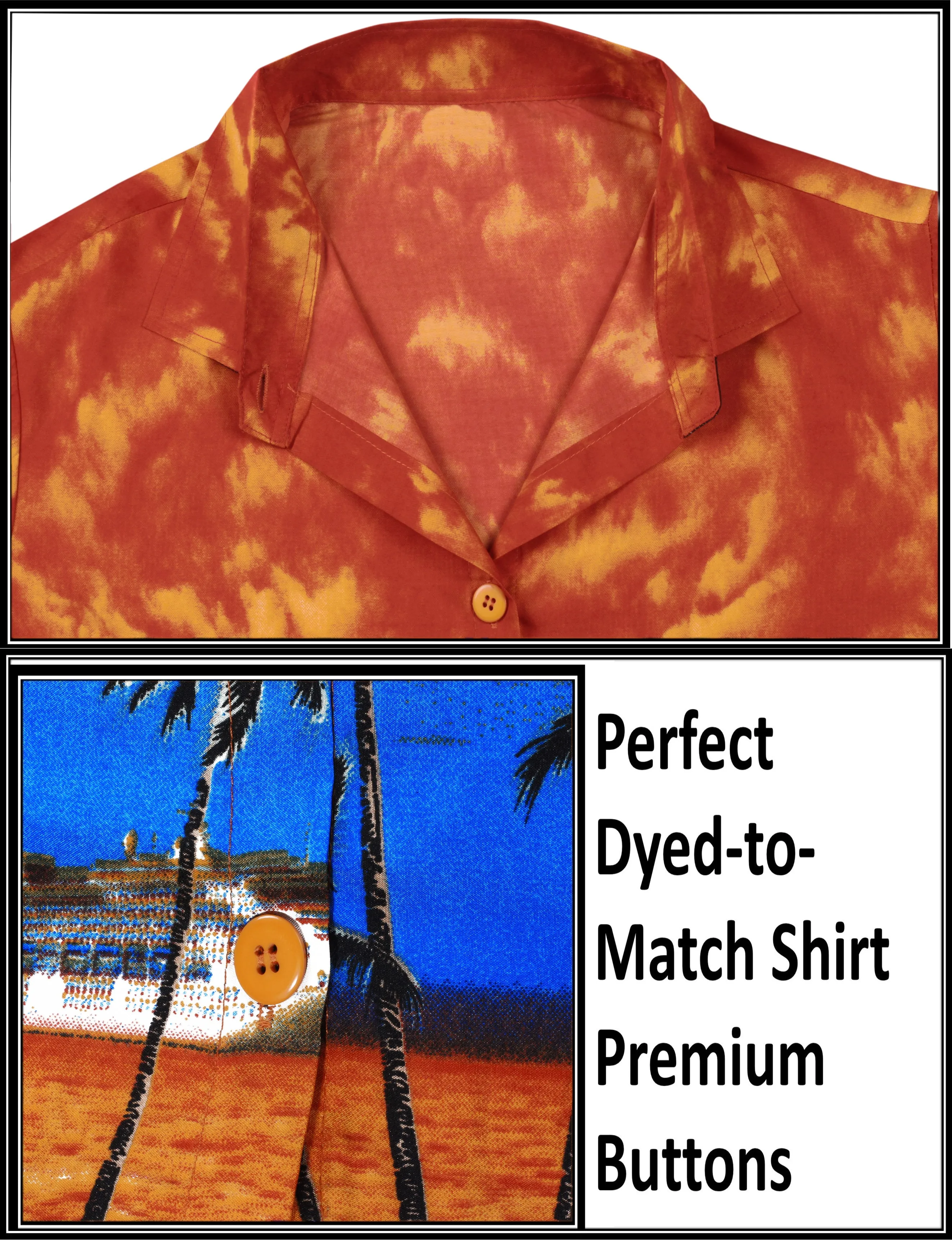 LA LEELA Women's Beach Casual Hawaiian Blouse Short Sleeve button Down Shirt Pumpkin Orange_W915