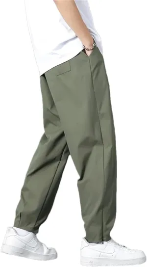 Men Cropped Harem Pants Comfortable Breathable Summer Trousers Straight Streetwear Suit Pants