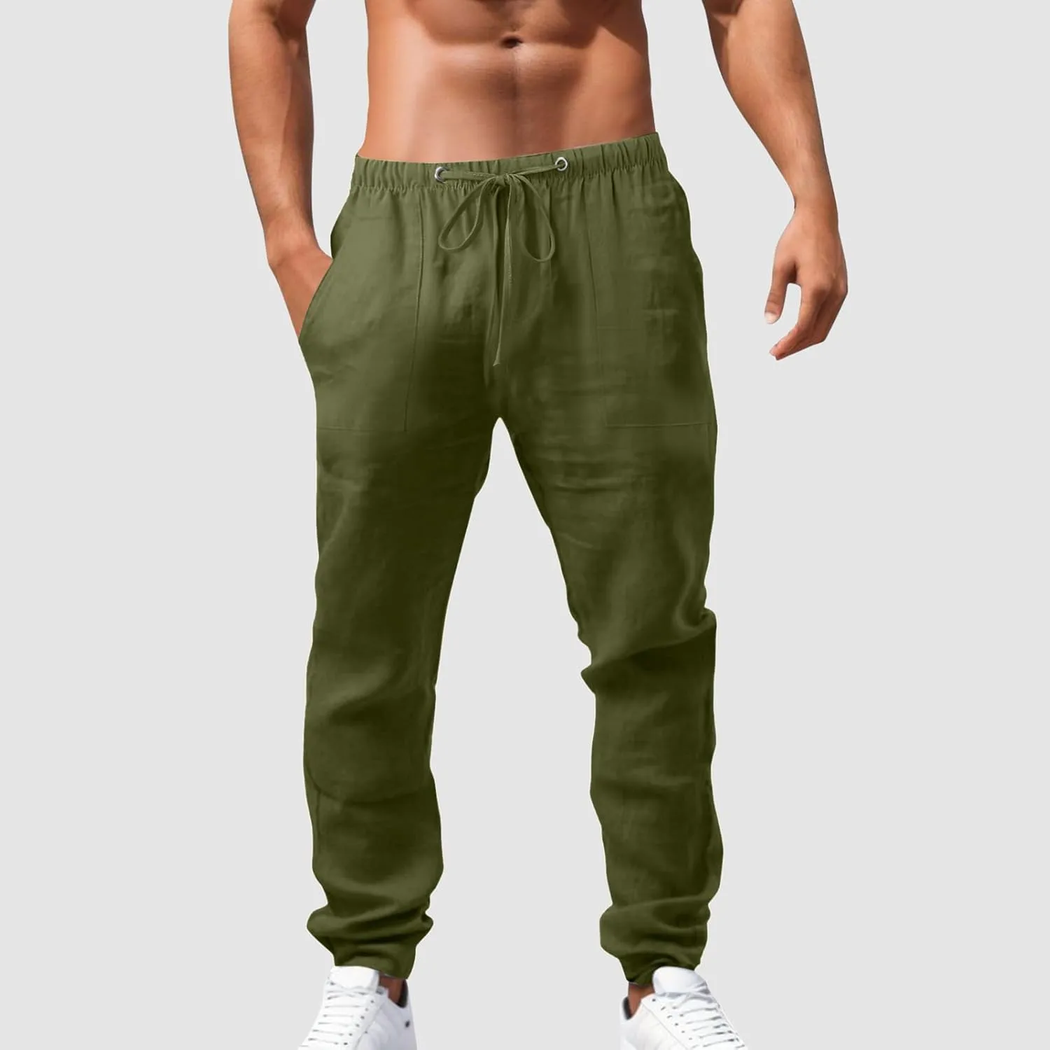 Men's Cargo Combat Work Pant Running Workout Jogger Plus Size Sweatpant Baggy Open Hem Drawstring Waist Pants