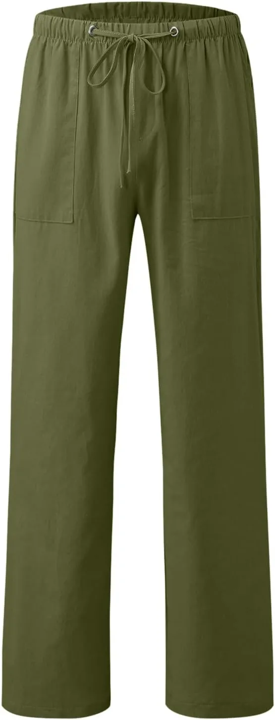 Men's Cargo Combat Work Pant Running Workout Jogger Plus Size Sweatpant Baggy Open Hem Drawstring Waist Pants