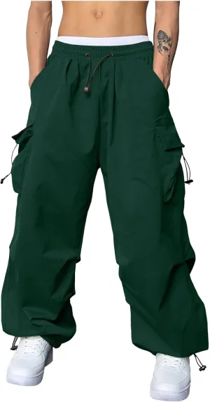 Men's Cargo Pants Casual Cotton Stretch Drawstring Waist Pant Outdoor Pants with Pockets