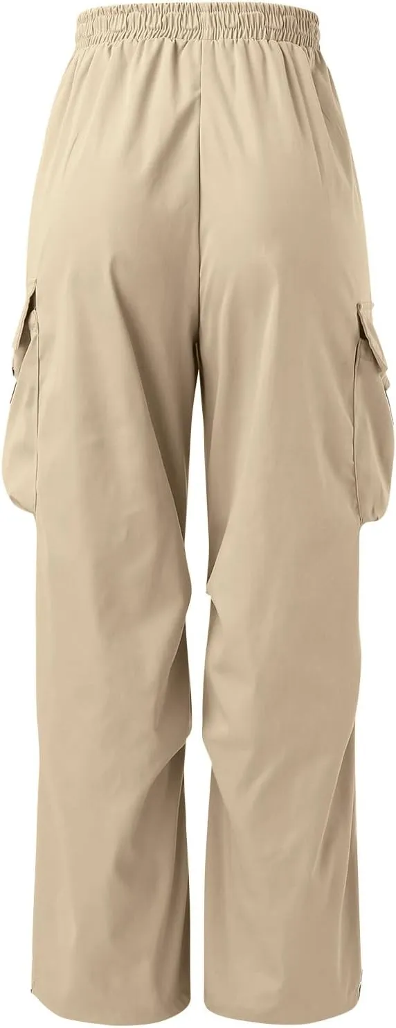 Men's Cargo Pants Casual Cotton Stretch Drawstring Waist Pant Outdoor Pants with Pockets