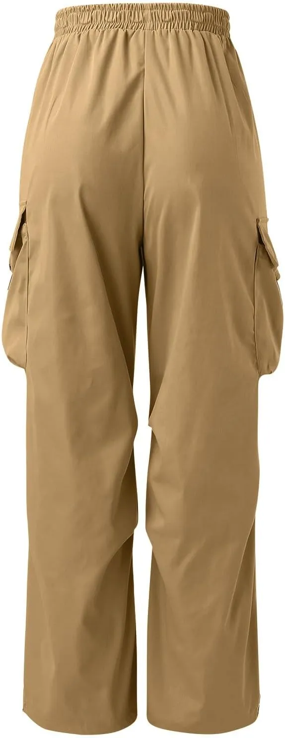 Men's Cargo Pants Casual Cotton Stretch Drawstring Waist Pant Outdoor Pants with Pockets