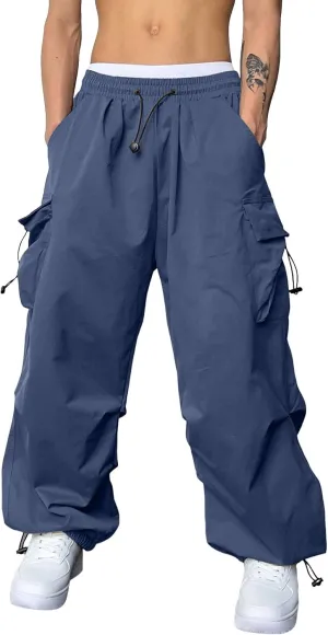 Men's Cargo Pants Casual Cotton Stretch Drawstring Waist Pant Outdoor Pants with Pockets