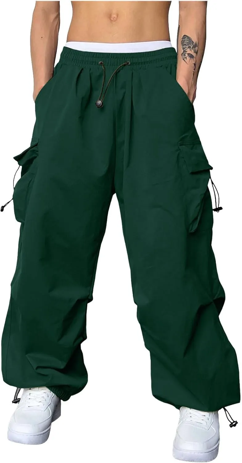 Men's Cargo Pants Casual Cotton Stretch Drawstring Waist Pant Outdoor Pants with Pockets