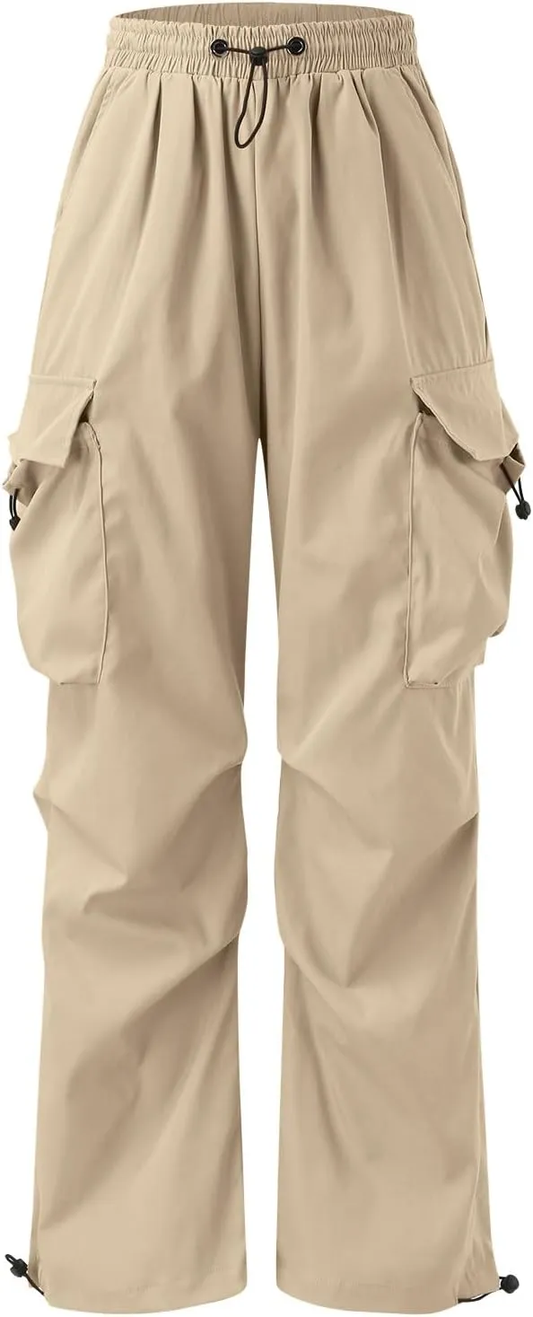 Men's Cargo Pants Casual Cotton Stretch Drawstring Waist Pant Outdoor Pants with Pockets