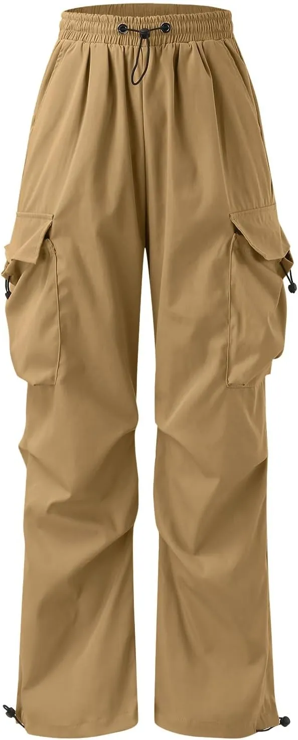 Men's Cargo Pants Casual Cotton Stretch Drawstring Waist Pant Outdoor Pants with Pockets