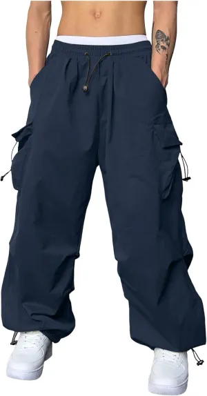 Men's Cargo Pants Casual Cotton Stretch Drawstring Waist Pant Outdoor Pants with Pockets