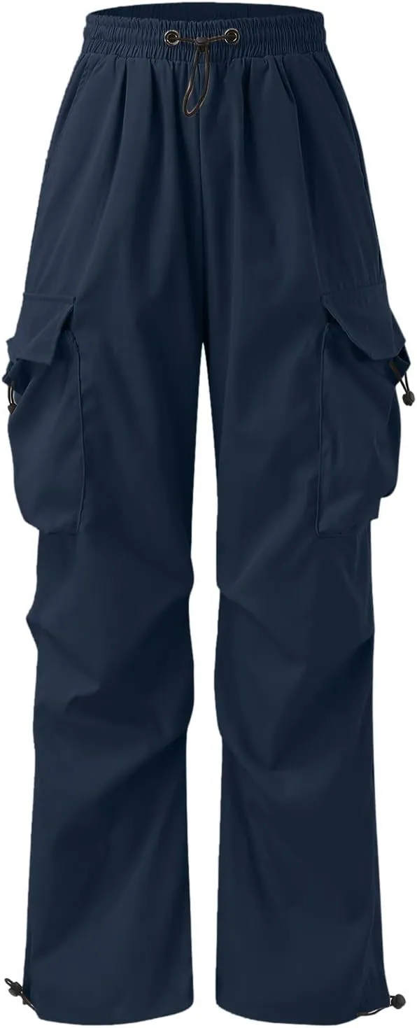 Men's Cargo Pants Casual Cotton Stretch Drawstring Waist Pant Outdoor Pants with Pockets