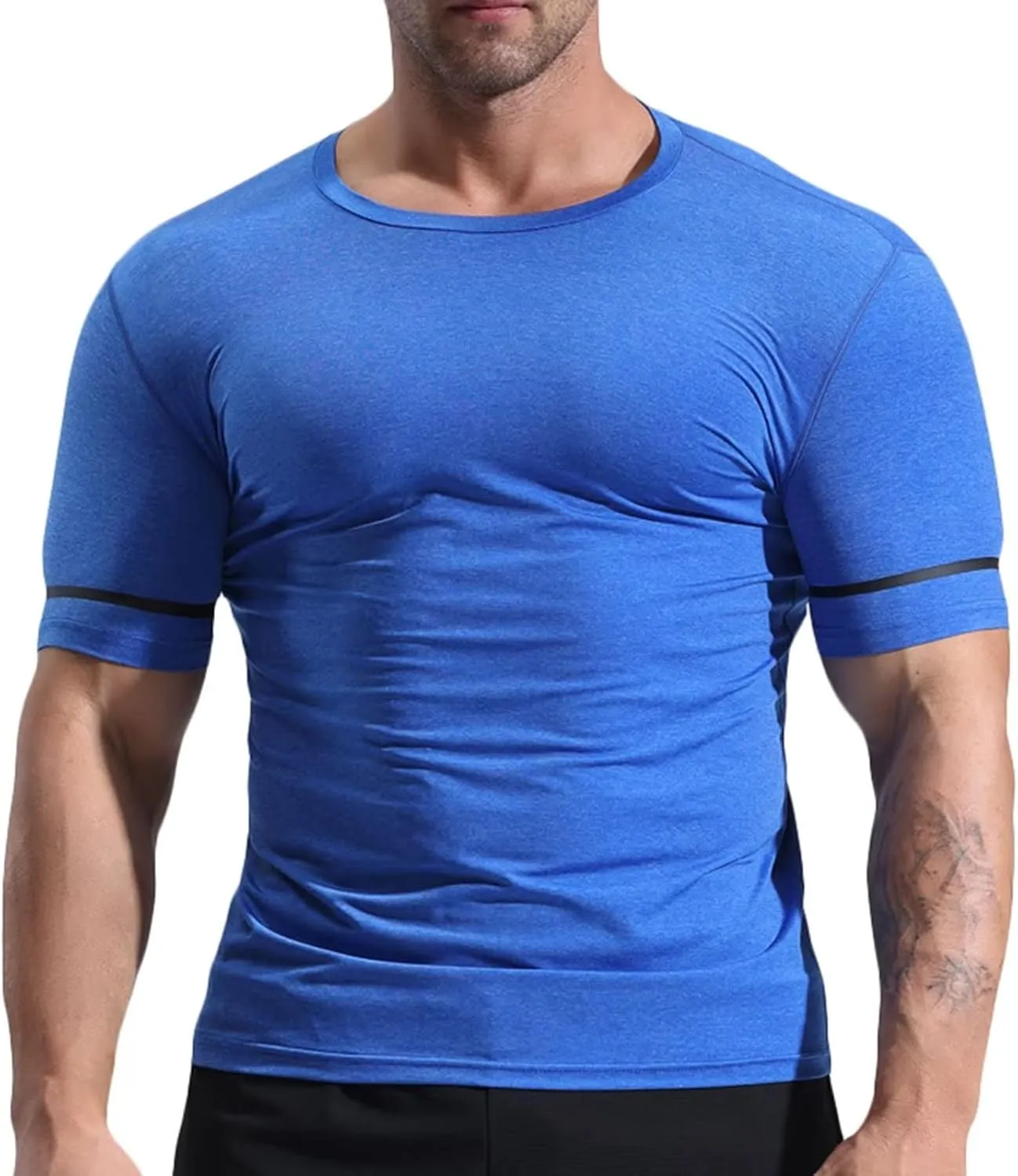 Mens Short Sleeve T-Shirt Fitness Tops,Men's Workout Gym Tees Quick Dry Running Training Shirts